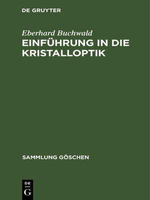 cover image of Einführung in die Kristalloptik